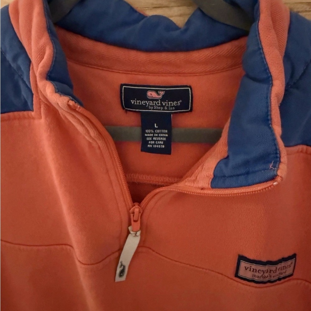 Vineyard Vines Coral and Navy Half-Zip